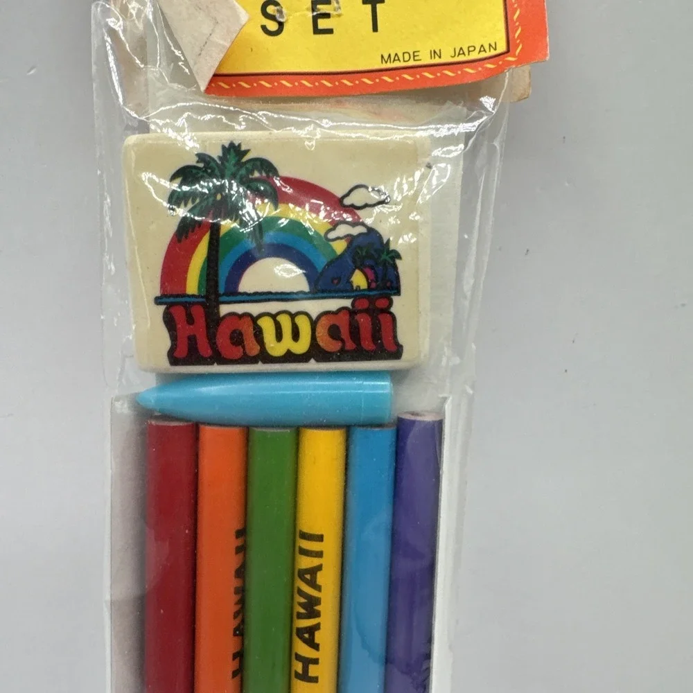 Hawaii‎ Souvenir Pencil Eraser Set Rainbow Aloha Hawaii Pencils Made in Japan